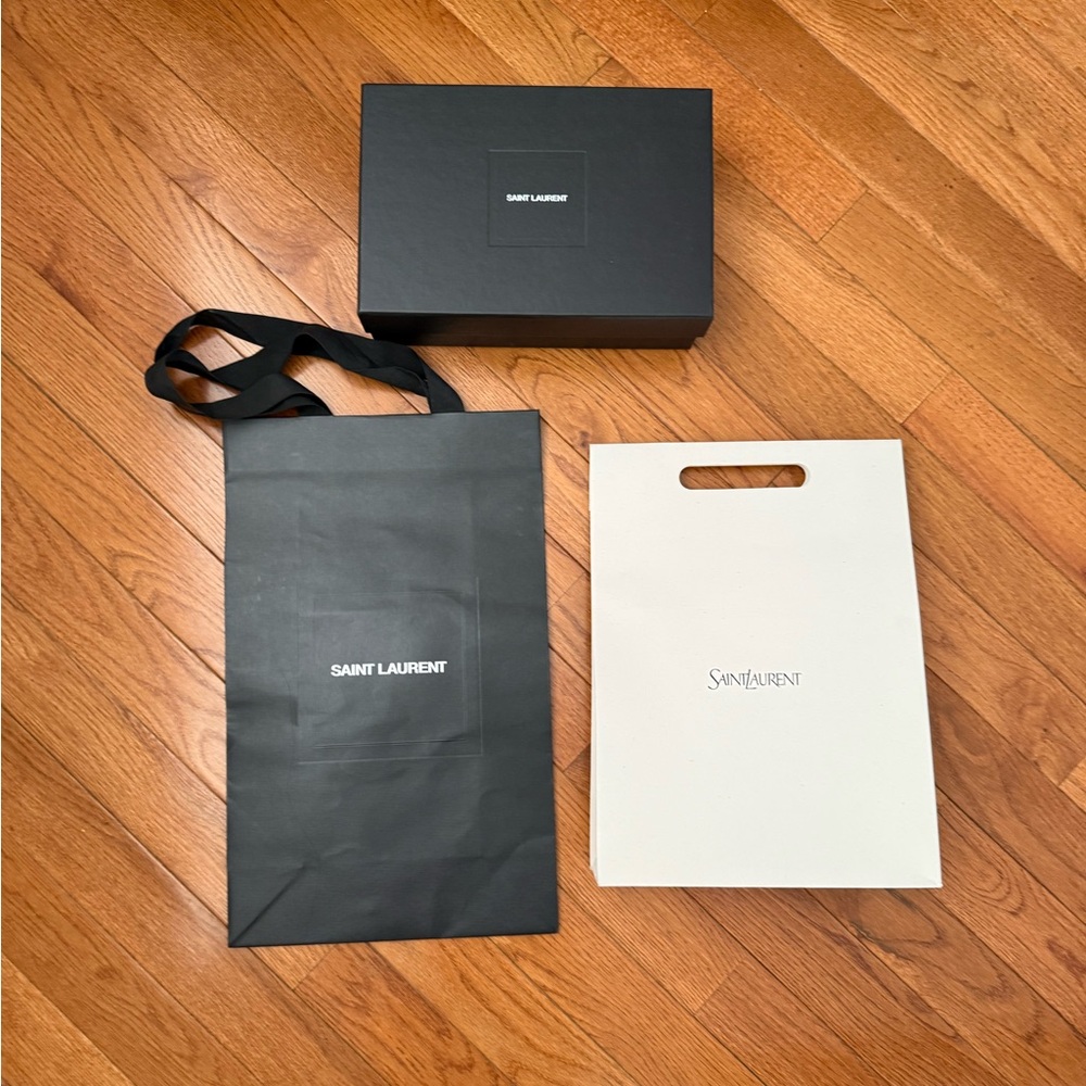 Saint Laurent Black and White Shopping Bags and Box